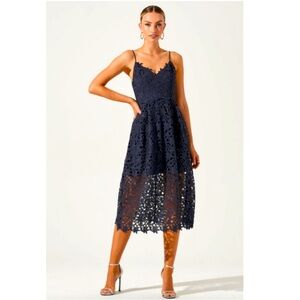 Black lace midi classic cocktail dress S